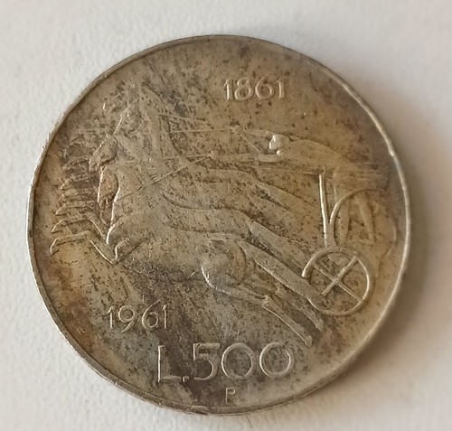 Moneta argento 500 lire - in, con