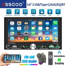 Autoradio 2 DIN 7" Wireless Carplay Android Auto AM FM RDS Bluetooth EQ USB AUX