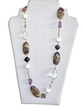 Collana in argento 925, ametista, fluorite e pietre naturali.