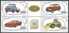 ITALIA 1986 AUTO FERRARI TESTAROSSA ALFA ROMEO BLOCCO 4 FRANCOBOLLI NUOVI