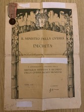 DIPLOMA  AUT.  A FREGIARSI DI MEDAGLIA RICORDO DELLA GUERRA 15/18 (CON MEDAGLIA)
