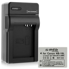 Batterie NB-10L + Caricatore per Canon PowerShot G15, G16, G1X, SX40 HS, SX50 HS