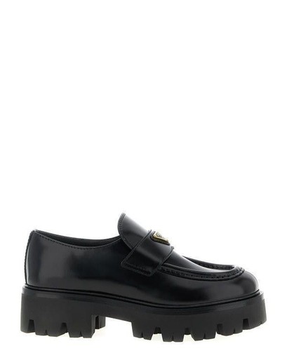 Prada brushed leather loafers - prada,