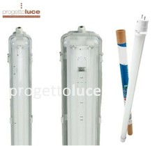 PLAFONIERA STAGNA COMPLETA DI NEON LED TUBO T8  60-120-150 CM 220V SOFFITTO IP65