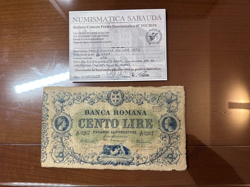 Banca romana 100 lire 1872 - banca,