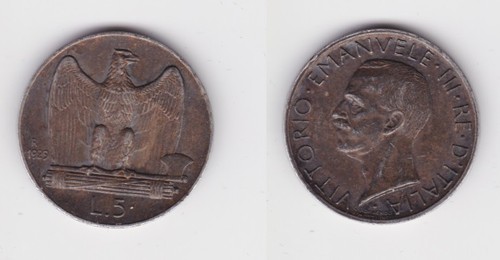 Moneta argento lire - argento, 5
