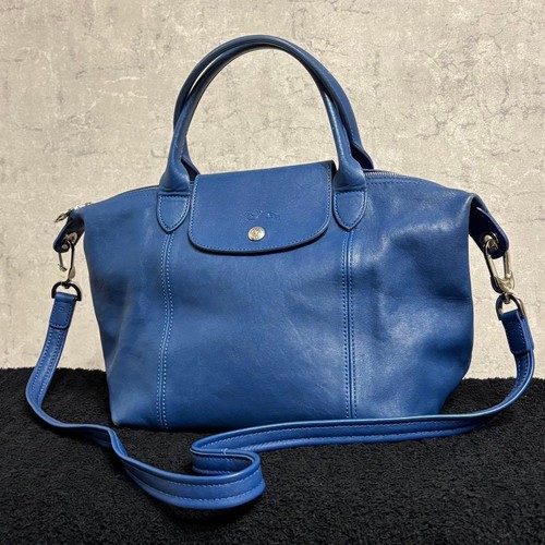 Longchamp pliage cuir blue - longchamp, le