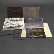 Lotto di 6 negativi e una cartolina delle vetture Lancia. Segni di adesivo