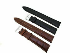 XL Cinturino Orologio Louisiana Coccodrillo Goffratura 18mm Nero E Braun / 18