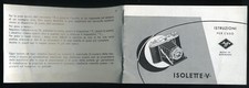 Istruzioni Agfa "ISOLETTE V" film 6x6 in Italiano Raro Ottimo+[AGFA Germany 1952