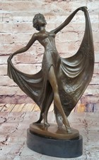 Autentico Bronzo Dancing Woman Scultura Art Deco Arredo Casa Firmato Cesaro Gift