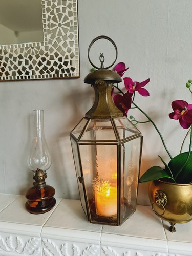Antique lantern french brass - french,