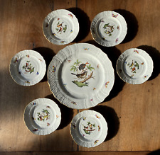 PORCELLANA Herend Rothschild 6 PIATTINI + 1 PIATTO PORTATA #1515/RO #1527/RO