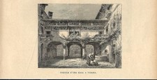 Stampa antica VERONA cortile