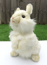 HANSA INTERNATIONAL SEDUTA CONIGLIETTO BIANCO CONIGLIETTO REALISTICO BAFFI PELUCHE MORBIDO GIOCATTOLO