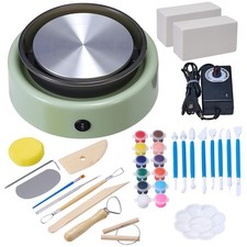 VEVOR Mini Tornio per Ceramica Argilla Elettrico da 158 mm 0-140 giri/min Verde