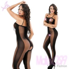 Intimo Sexy Bodystocking Catsuit VELATA Nylon Taglie Forti Comode Lingerie Hot