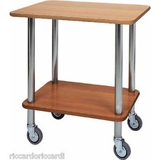 Carrello gueridon cm 70X50X78H 2 piani professionale wengé e metallo carrelli