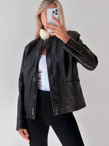 Giacca pelle nera - , moderna