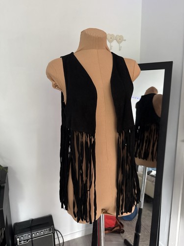 Gilet nero pelle - , scamosciata