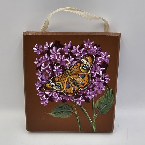 Targa legno fiore lavanda