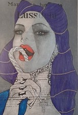 Quadro erotico lussuria ragazza tatuata piercing e lecca lecca novità assoluta