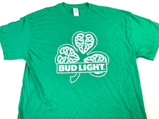 Maglietta Bud Light Beer Anheuser-Busch Lucky Shamrock - verde barista nuova! XL