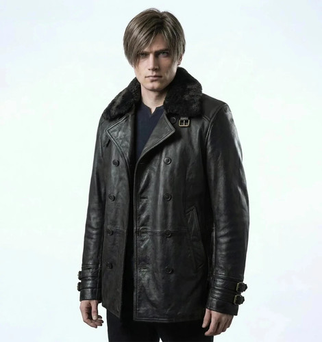 Cappotto pelle nero leon - nero, s