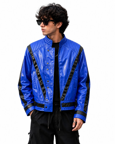 Giacca biker uomo blu - , vera