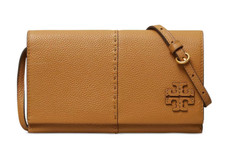 Portafoglio Tory Burch McGraw pelle ciottoli tracolla pochette ~nuovo con etichette~ tiramisù