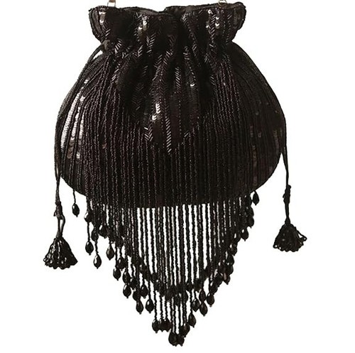 Borsa potli nera ricamata - potli,