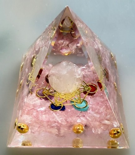 Piramide orgonite quarzo rosa - orgonite,