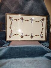 Antico liberty vassoio in ceramica decoro Ghirlanda di fiori cm38x24. 