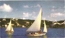 Cartolina Bermuda Hamilton Harbour barche a vela sulla bellissima riva di Paget