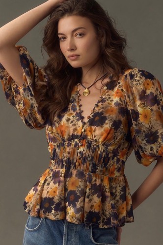 Top anthropologie manica corta - top,