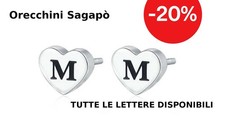 Orecchini Donna Lettera Iniziale Lobo Sagapo Alfabeto Cuore Acciaio Smalto Nero
