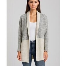 Maglione cardigan lungo Lovemarks grigio e panna taglia media 