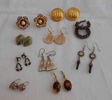 vintage LOTTO 10 PAIA ORECCHINI TUTTI PER LOBI FORATI