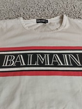 T-Shirt BALMAIN PARIS Alta Moda Donna 100% Cotone Manica Corta Logo Stampato