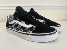 Scarpe da ginnastica Vans Off The Wall a scacchiera zebrate scamosciate nere bianche taglia UK 3