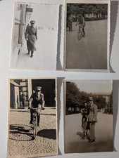 4 foto con ufficiale del Regio Esercito in bicicletta e passeggio, anni '30-'40"