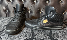 GIANNI VERSACE scarpe uomo nere pelle goffrata alte taglia US 10 EU 43 pizzo