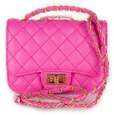 Borsetta fuxia trapuntata tracolla catena piccola borsa donna passeggio fucsia