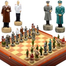 Set Scacchi Russia Stalingrado WW2 Scacchi Uomini 32 Pezzi dipinti a mano - 