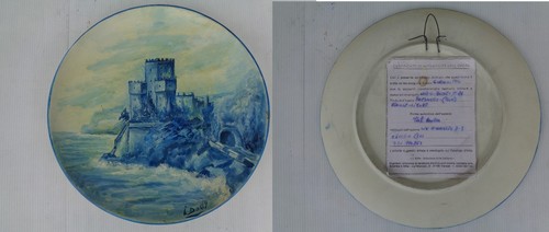 Vecchio piatto dipinto mano - vecchio, a