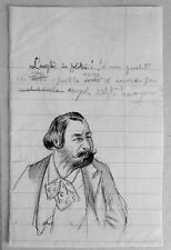 due caricature dell'800, matita e inchiostro su carta, firma illeggibile 