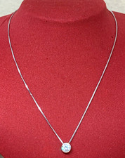 COLLANA PUNTO LUCE CON GRANDE ZIRCONE,  IN ARGENTO 925 CON SCATOLA OREFICERIA