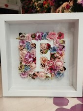 Quadretto Con Fiori E Lettera In Legno Varie Lettere 