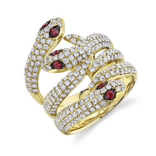 14k oro diamante rubino anello - oro,