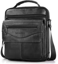 Grande Borsello Uomo Tracolla Pelle in Vera Pelle a Spalla Crossbody Borse Messe